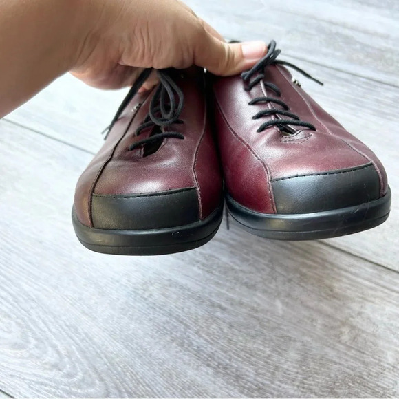 FINN COMFORT Dijon Burgundy/Red Leather Lace Up Loafers Made In Germany - Picture 4 of 16